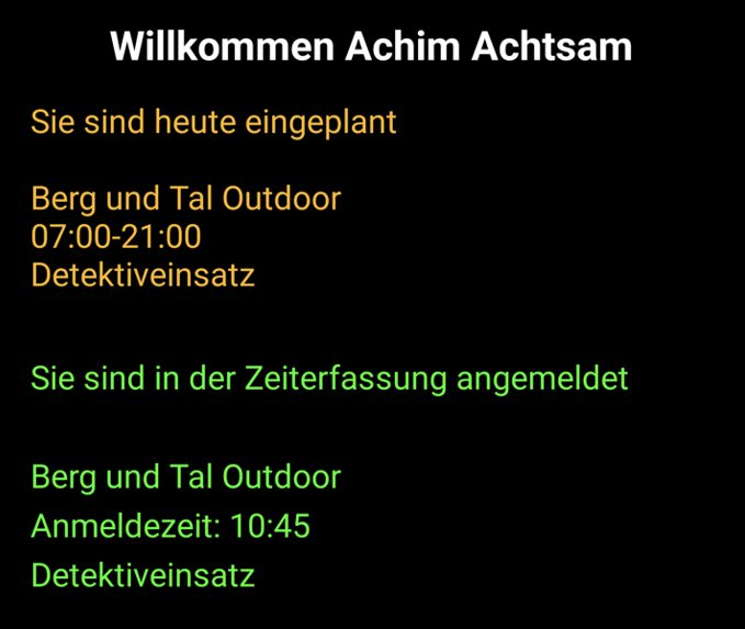 Zeiterfassung und Abmeldung